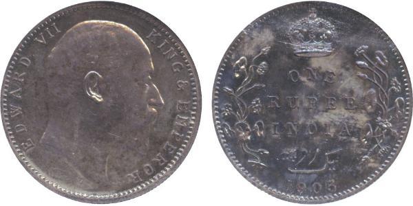 1 Rupee British Raj (1858-1947) Silver Edward VII (1841-1910)
