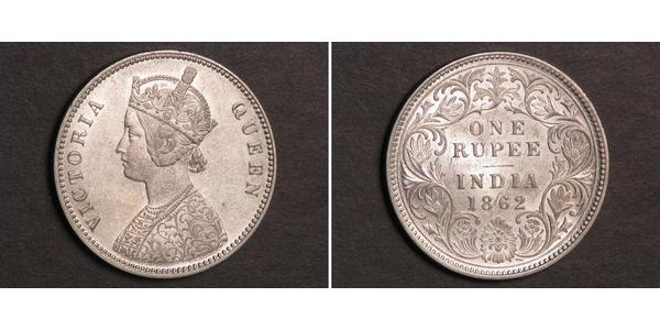 1 Rupee British Raj (1858-1947) Silver Victoria (1819 - 1901)