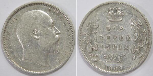 1 Rupee British Raj (1858-1947) Silver Edward VII (1841-1910)