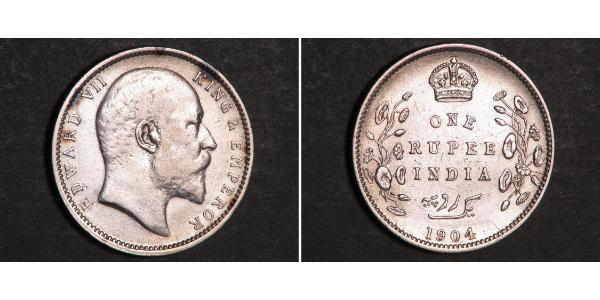 1 Rupee British Raj (1858-1947) Silver Edward VII (1841-1910)