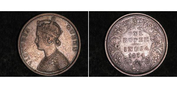 1 Rupee British Raj (1858-1947) Silver Victoria (1819 - 1901)