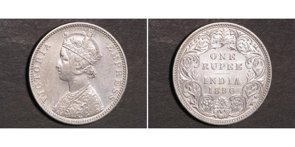 1 Rupee British Raj (1858-1947) Silver Victoria (1819 - 1901)