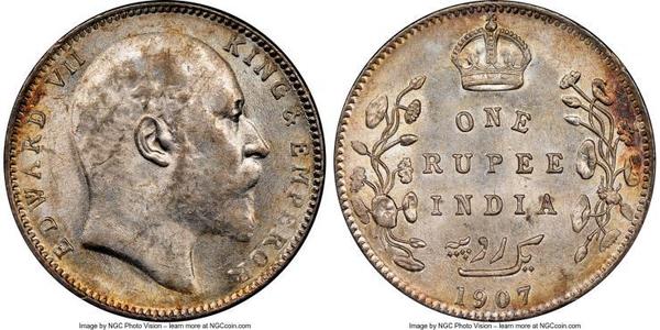 1 Rupee British Raj (1858-1947) Silver Edward VII (1841-1910)