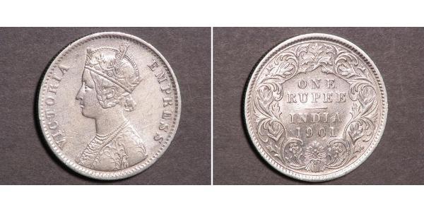 1 Rupee British Raj (1858-1947) Silver Victoria (1819 - 1901)