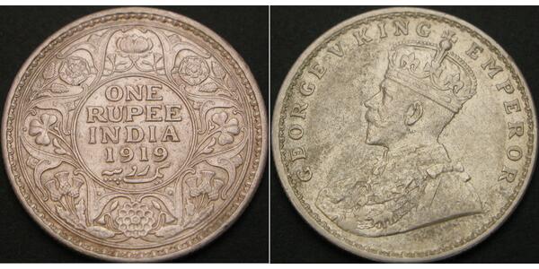 1 Rupee British Raj (1858-1947) Silver George V of the United Kingdom (1865-1936)