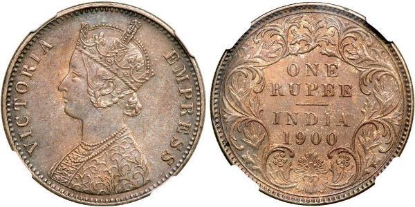 1 Rupee British Raj (1858-1947) Silver Victoria (1819 - 1901)