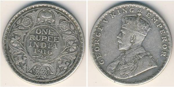1 Rupee British Raj (1858-1947) Silver George V of the United Kingdom (1865-1936)