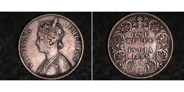 1 Rupee British Raj (1858-1947) Silver Victoria (1819 - 1901)