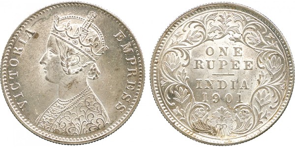 1 Rupee British Raj (1858-1947) Silver Victoria (1819 - 1901)