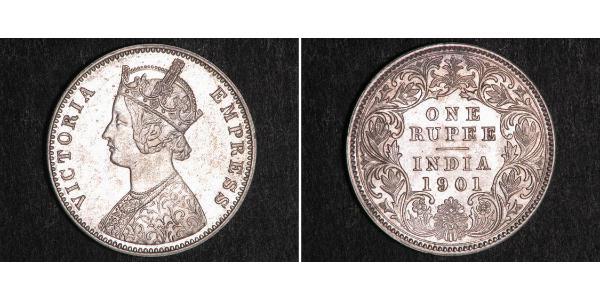 1 Rupee British Raj (1858-1947) Silver Victoria (1819 - 1901)
