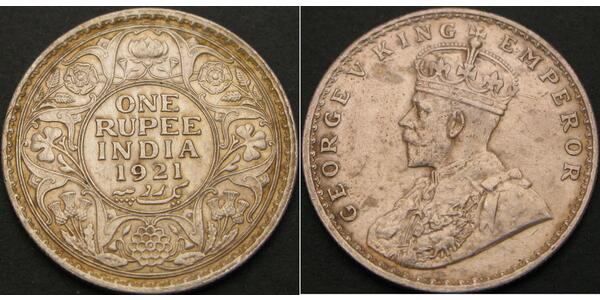 1 Rupee British Raj (1858-1947) Silver George V of the United Kingdom (1865-1936)