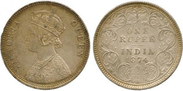 1 Rupee British Raj (1858-1947) Silver Victoria (1819 - 1901)