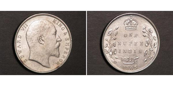 1 Rupee British Raj (1858-1947) Silver Edward VII (1841-1910)