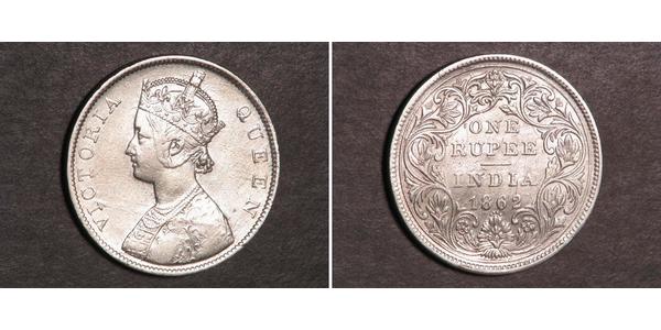 1 Rupee British Raj (1858-1947) Silver Victoria (1819 - 1901)