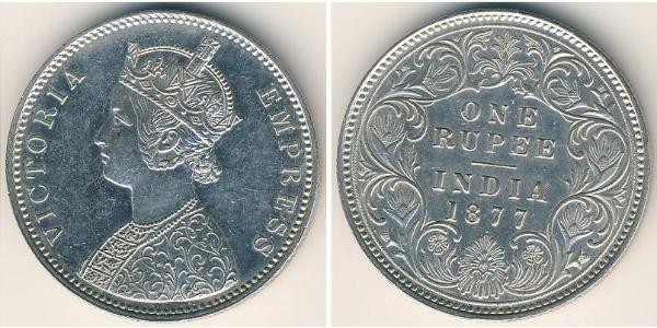 1 Rupee British Raj (1858-1947) Silver Victoria (1819 - 1901)