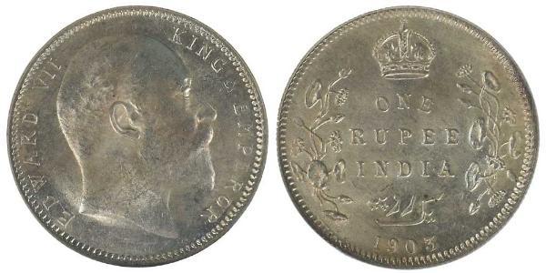 1 Rupee British Raj (1858-1947) Silver Edward VII (1841-1910)