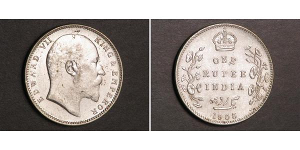 1 Rupee British Raj (1858-1947) Silver Edward VII (1841-1910)