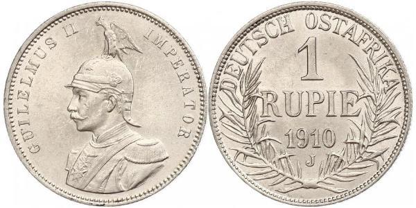 1 Rupee German East Africa (1885-1919) Silver Wilhelm II, German Emperor (1859-1941)