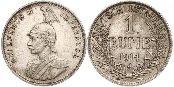 1 Rupee German East Africa (1885-1919) Silver Wilhelm II, German Emperor (1859-1941)