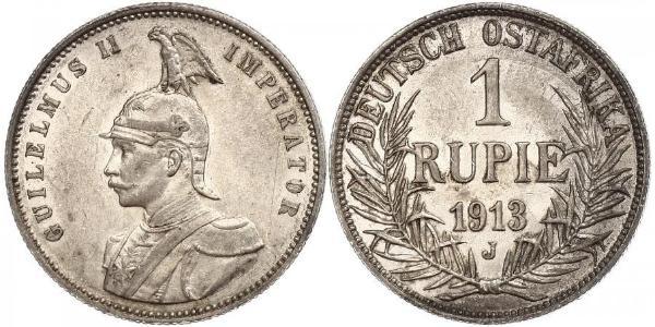 1 Rupee German East Africa (1885-1919) Silver Wilhelm II, German Emperor (1859-1941)