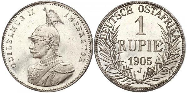 1 Rupee German East Africa (1885-1919) Silver Wilhelm II, German Emperor (1859-1941)