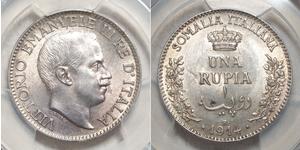 1 Rupee Kingdom of Italy (1861-1946) Silver Victor Emmanuel III of Italy (1869 - 1947)