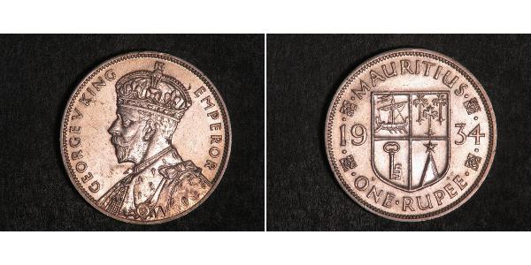 1 Rupee Mauritius Silver George V of the United Kingdom (1865-1936)