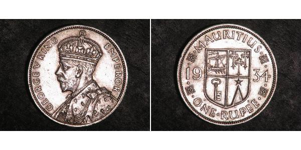 1 Rupee Mauritius Silver George V of the United Kingdom (1865-1936)