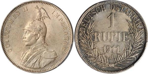 1 Rupee German East Africa (1885-1919) 銀 威廉二世 (德国)