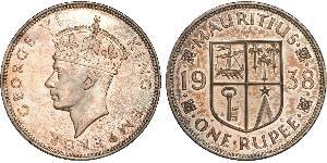 1 Rupee Mauritius 銀 乔治六世 (1895-1952)