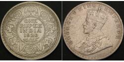 1 Rupee 英属印度 (1858 - 1947) 銀 乔治五世  (1865-1936)