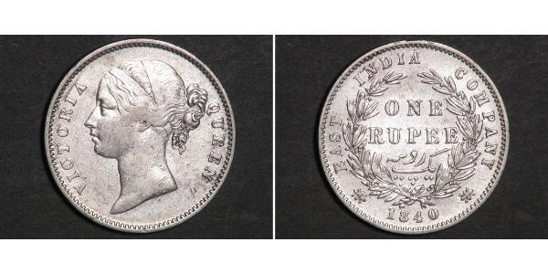 1 Rupee 不列颠东印度公司 銀 维多利亚 (英国君主)