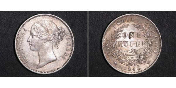 1 Rupee 不列颠东印度公司 銀 维多利亚 (英国君主)