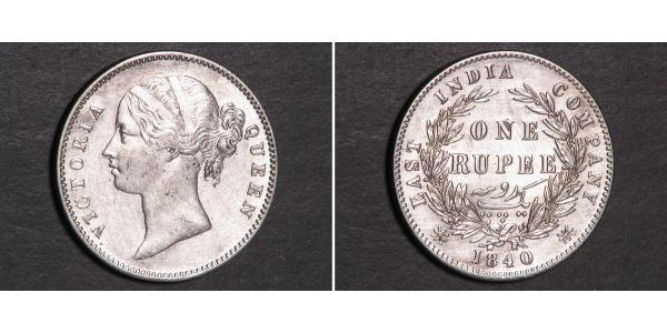 1 Rupee 不列颠东印度公司 銀 维多利亚 (英国君主)