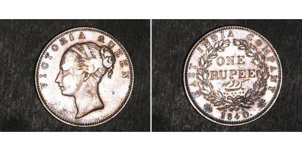 1 Rupee 不列颠东印度公司 銀 维多利亚 (英国君主)