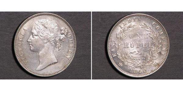 1 Rupee 不列颠东印度公司 銀 维多利亚 (英国君主)