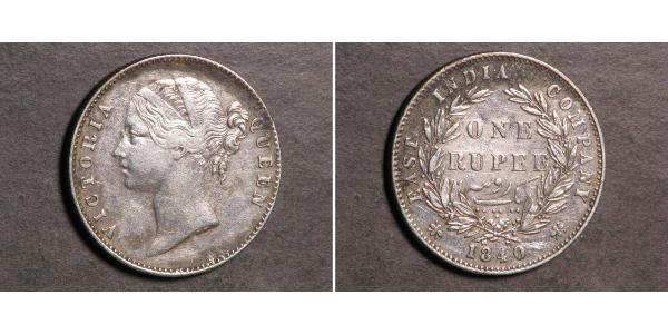 1 Rupee 不列颠东印度公司 銀 维多利亚 (英国君主)