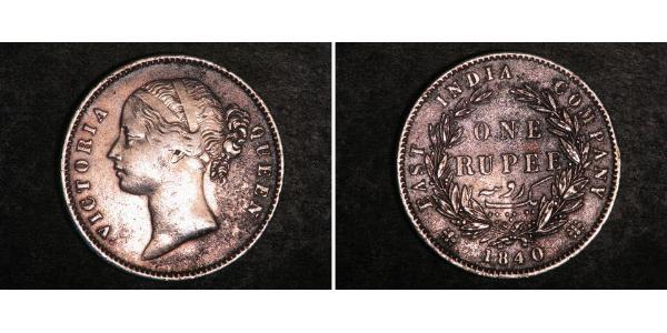 1 Rupee 不列颠东印度公司 銀 维多利亚 (英国君主)