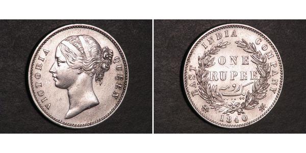 1 Rupee 不列颠东印度公司 銀 维多利亚 (英国君主)