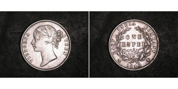 1 Rupee 不列颠东印度公司 銀 维多利亚 (英国君主)