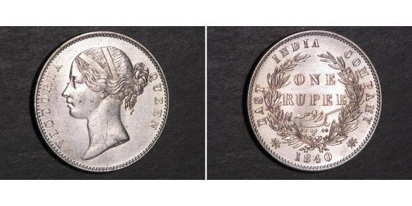 1 Rupee 不列颠东印度公司 銀 维多利亚 (英国君主)