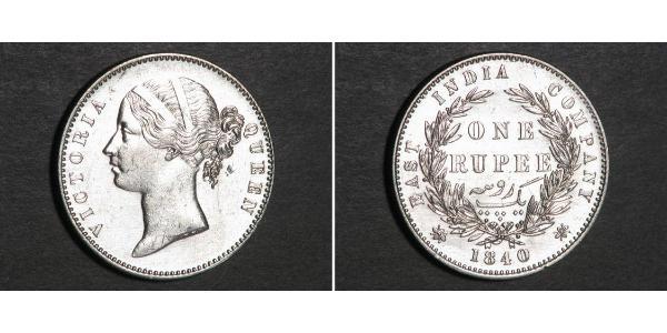 1 Rupee 不列颠东印度公司 銀 维多利亚 (英国君主)