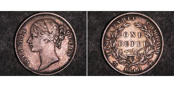 1 Rupee 不列颠东印度公司 銀 维多利亚 (英国君主)