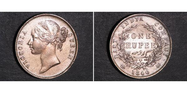 1 Rupee 不列颠东印度公司 銀 维多利亚 (英国君主)