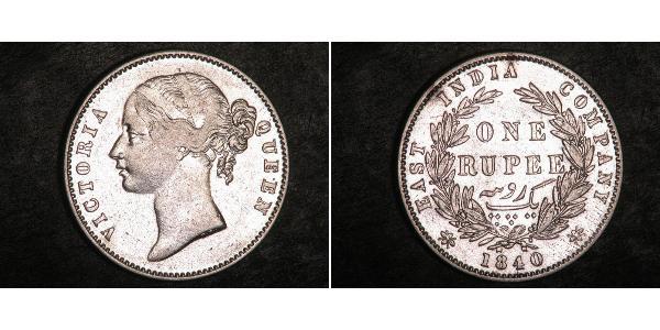 1 Rupee 不列颠东印度公司 銀 维多利亚 (英国君主)