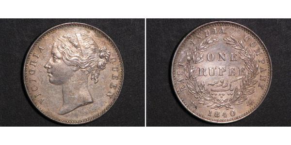 1 Rupee 不列颠东印度公司 銀 维多利亚 (英国君主)