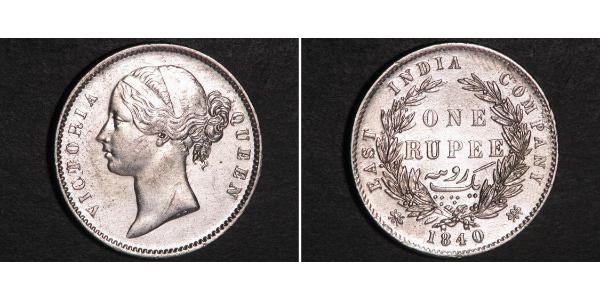 1 Rupee 不列颠东印度公司 銀 维多利亚 (英国君主)