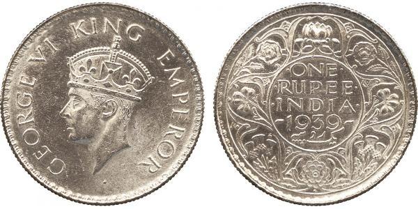 1 Rupee 印度 銀 