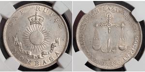 1 Rupee 大英帝国 銀 
