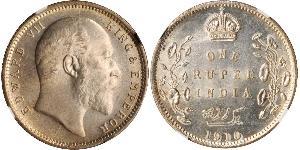 1 Rupee 英属印度 (1858 - 1947) 銀 爱德华七世 (1841-1910)